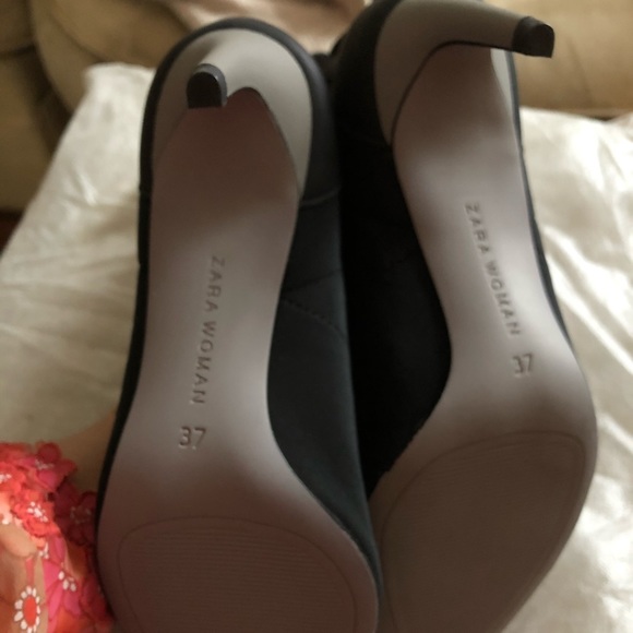 Zara black techical fabric heeled ankle boots main image 1